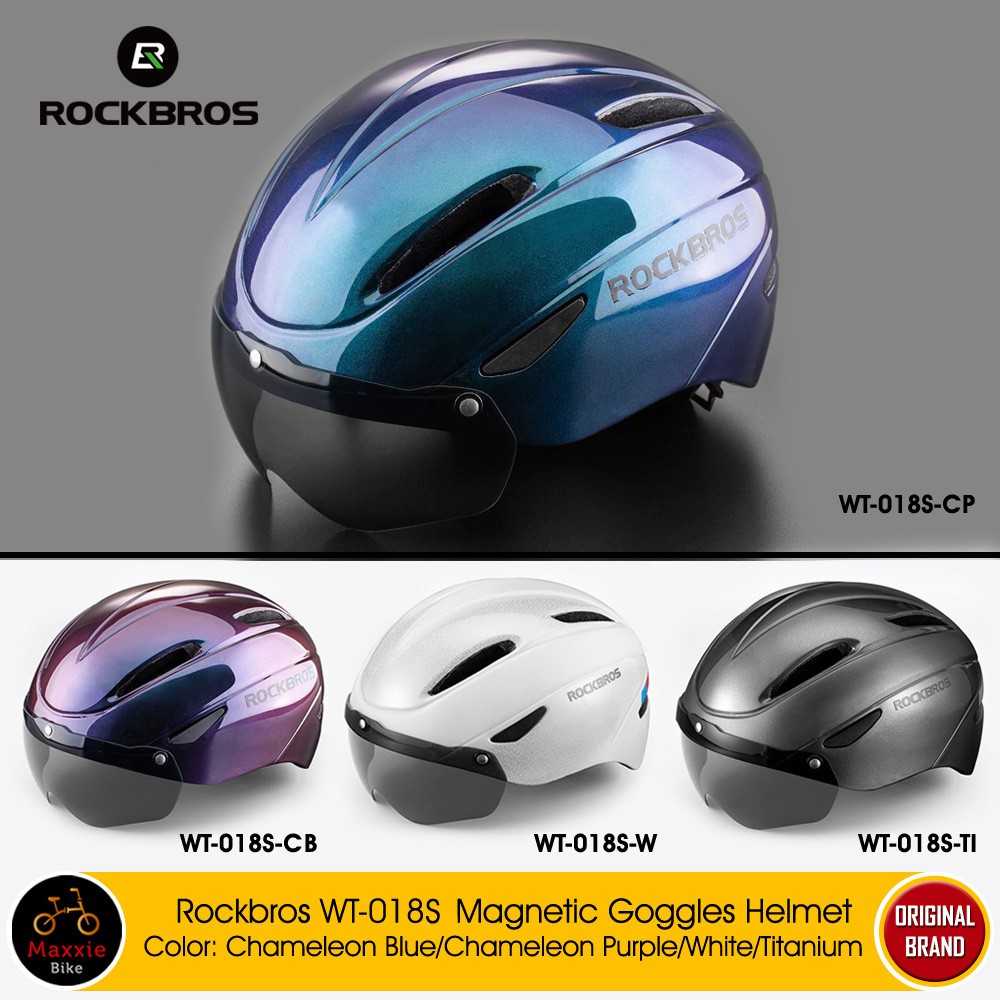 rockbros wt 018s bike eps helmet with glasses   helm sepeda 4 warna