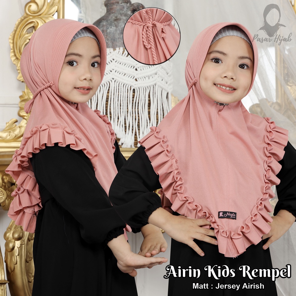 Kerudung Anak Tali Kepang Airin Kids Rempel Hijab Anak Jersey Airis Pasar Hija'b