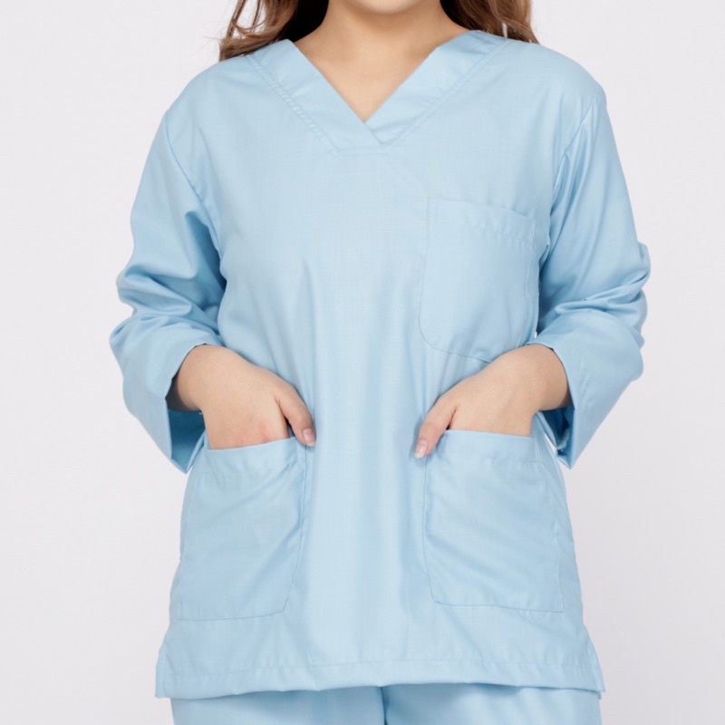 SET Scrub Dokter Lengan Panjang/ Baju OK/ Baju Oka/ Baju Jaga/ Baju Perawat Bahan Toyobo UNISEX