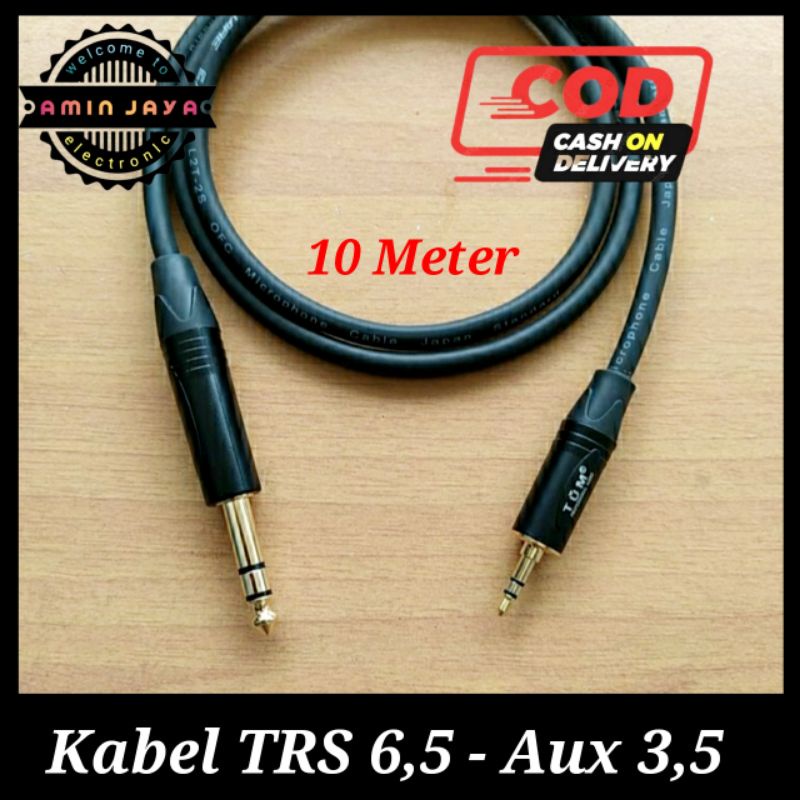 Kabel aux 3,5 to TRS akai 6,5 / kabel jack 3,5 ke 6,5 kabel canare 10 meter