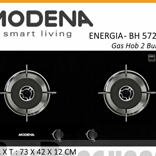 Modena 2 Tungku BH 5725 LO 5725LO Energia Glass Tempered Kompor Tanam