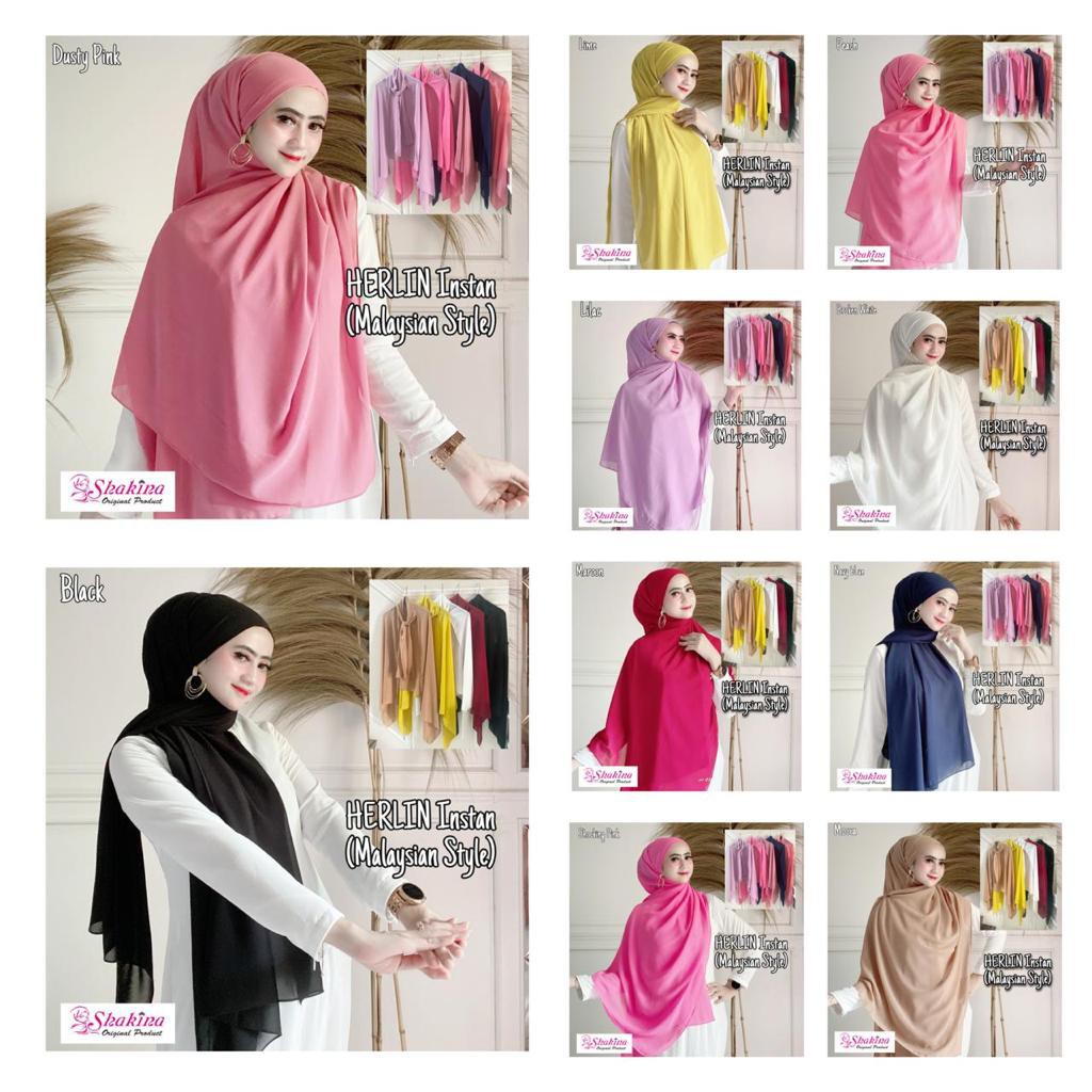 Jilbab Pashmina Instan Malay Ceruti Herlin ( Malaysian Style ) Ori Shakina Hijab-2