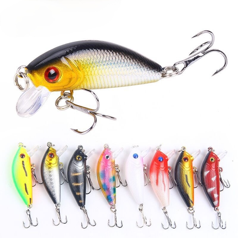 Umpan Pancing Ikan 5cm 4.2g Sinking Minnow 3D 35 Warna Bahan Plastik Dengan 2 Kail Umpan Casting