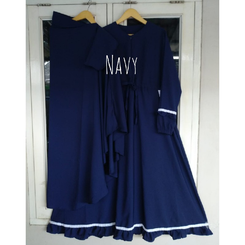 (COD) TERLARIS..!! GAMIS SET SYARI NABILAH/GAMIS WOLFIS SYARI SET HIJAB DAN CADAR-Navy