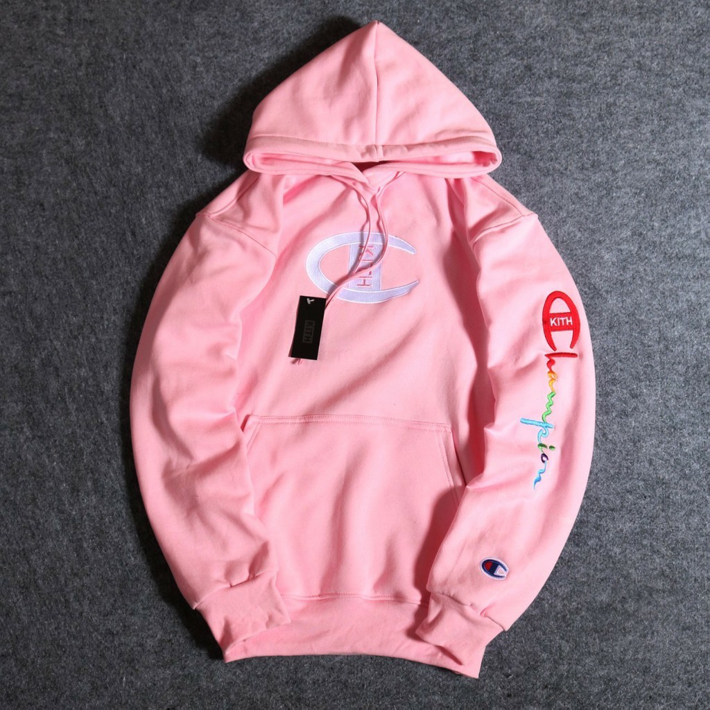 pink kith hoodie