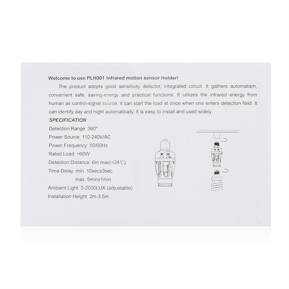 Smart Fitting Lampu Bohlam E27 Infrared Sensor Lamp Holder - SP-SL01