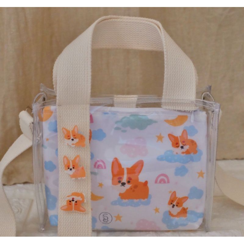 Bebeplum SET PVC Bag + Pouch Baby Doggies In The Cloud (INCLUDE PIN) / PVC BAG / POUCH / SET BAG