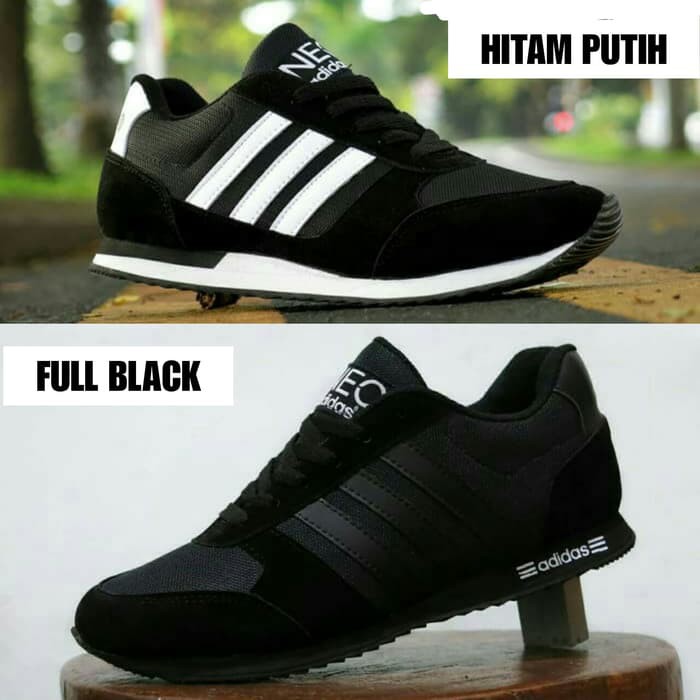 Sepatu Adidas Neo City Racer Full Black Hitam / kets casual sekolah