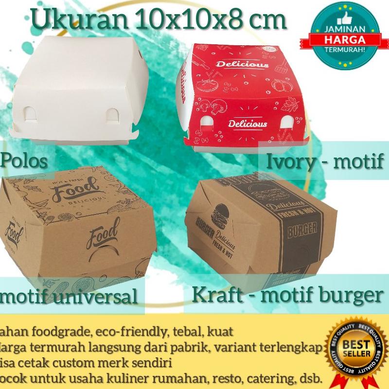 

50pcs Box Burger, Dus Burger, Kemasan Burger, Tempat Burger, Kotak Burger @50Pcs