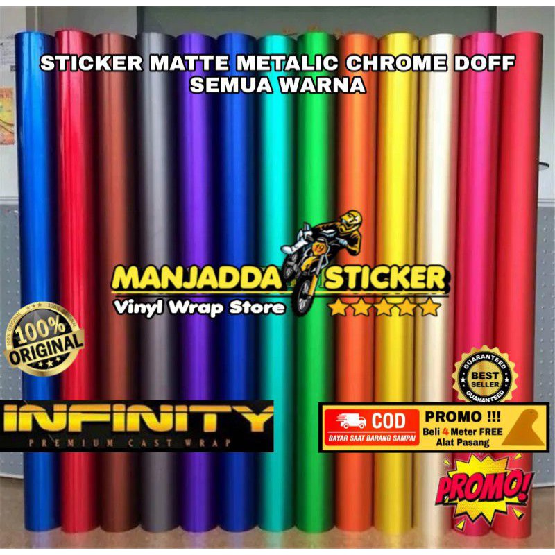 Stiker skotlet motor infinity metalic chrome doof