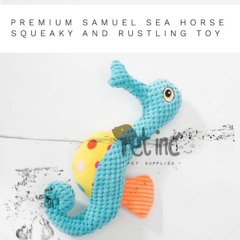 Premium Samuel sea horse squeaky and rustling toy