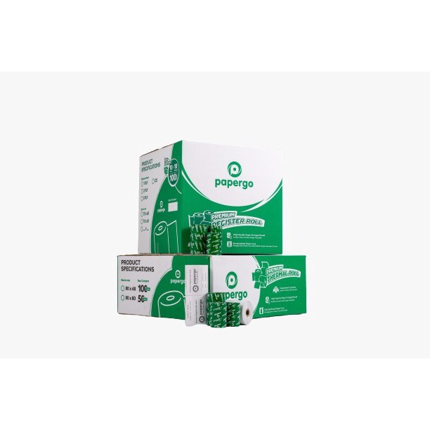 

Papergo kertas roll kasir telstruk thermal telstrook 7,5 x 6,5