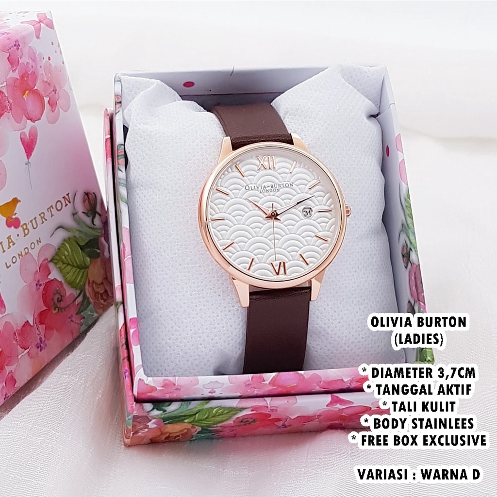 (FREE BOX) JAM TANGAN WANITA FASHION TALI KULIT BODY BULAT TANGGAL AKTIF