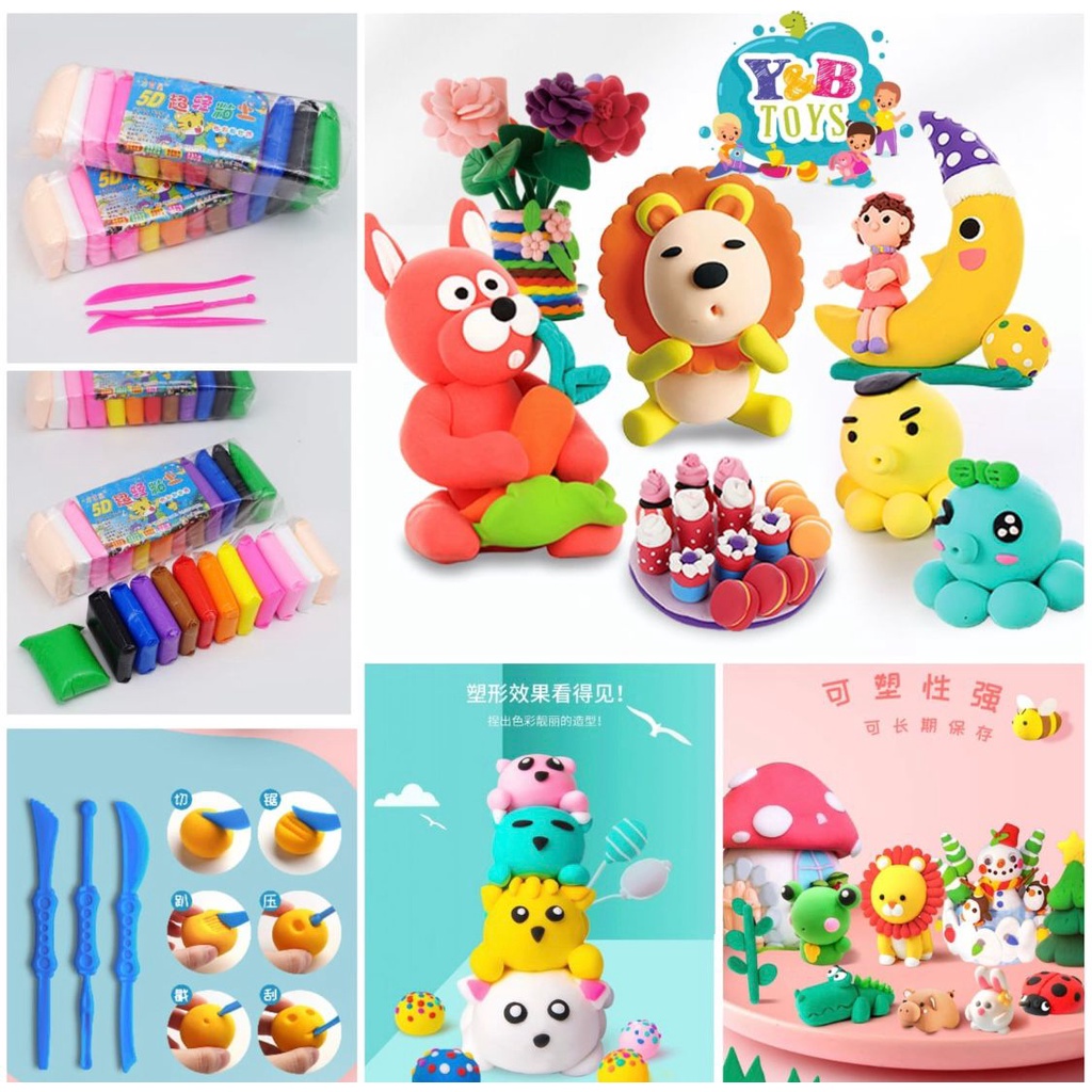 Polymer Clay Magic / Mainan Anak Clay Plastisin / Lilin Mainan 12 Warna