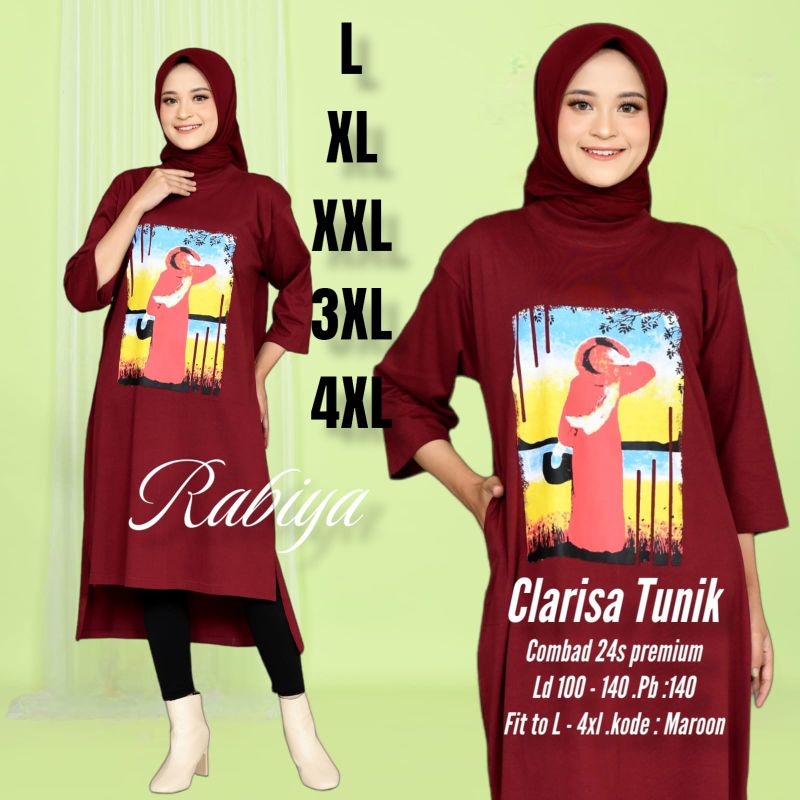 LONG TUNIK SABLON NEW CLARISA BiG Size ukuran L XL XXL 3XL 4XL