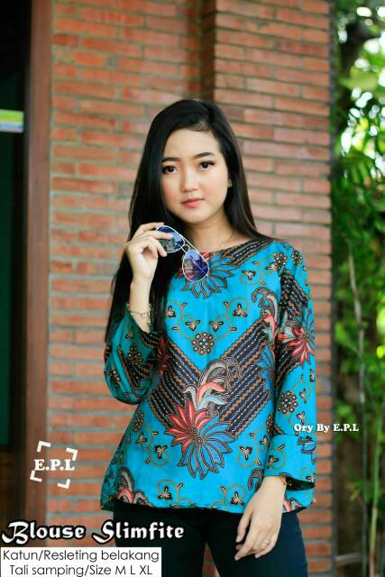 tey-17 Batik wanita ASJ SA HRB026 Kenongo Kemeja Tosca Pendek