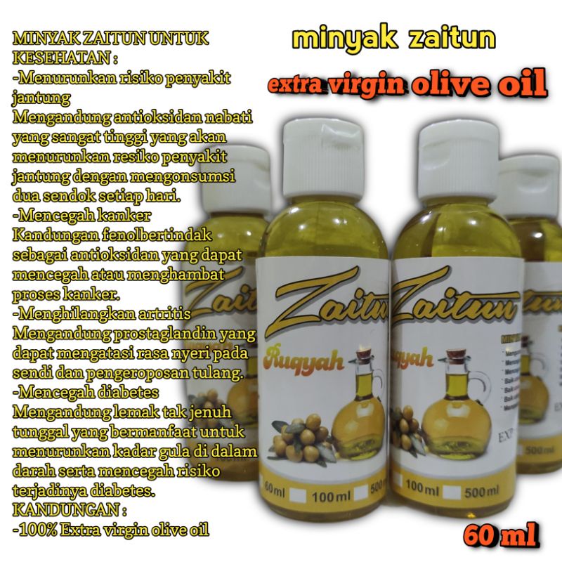 

minyak zaitun extra virgin 60 ml menurunkan kolestrol diabet dll