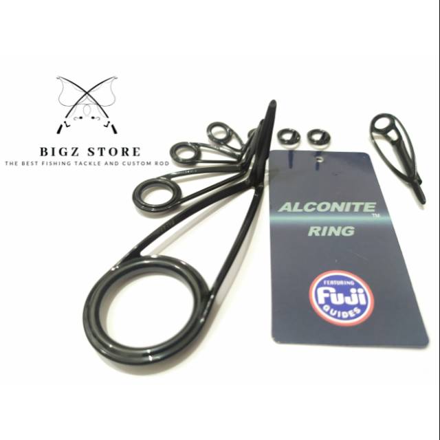 RING GUIDE FUJI ALCONITE BMNAT SET ISI 8 PCS KAKI 1 HITAM KOLONGAN KERAMIK MAMARIT JORAN CUSTOM OSEG