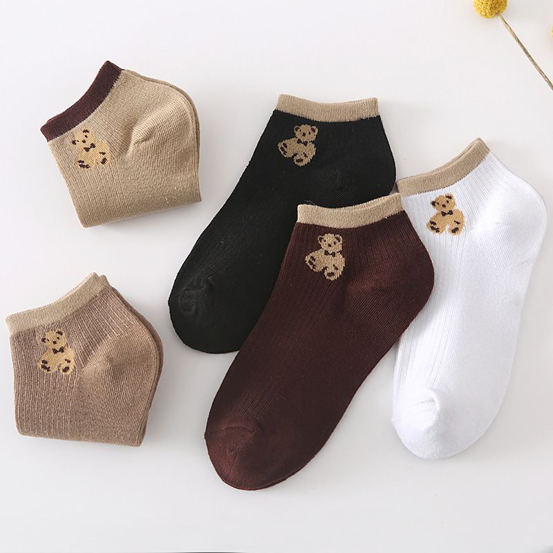 [littlecrab] Kaos Kaki Teddy Bear Pendek Coklat Hitam Putih Moka Cream Cute Bear Women Socks Kaos Kaki Beruang Lucu Berkualitas Kaos Kaki Soft Lembut High Quality Korean Style