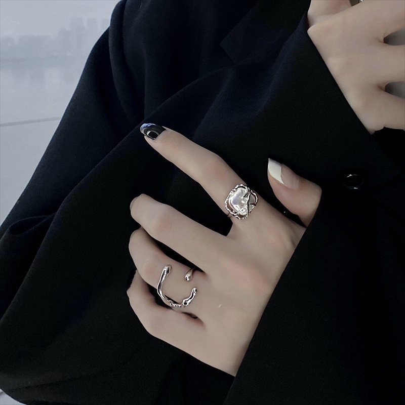 Cincin Model Terbuka Aksen Mutiara Untuk Aksesoris