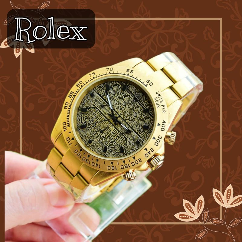 Jam Rolex rantai gold - chrono aktif + free gelang ( model random)