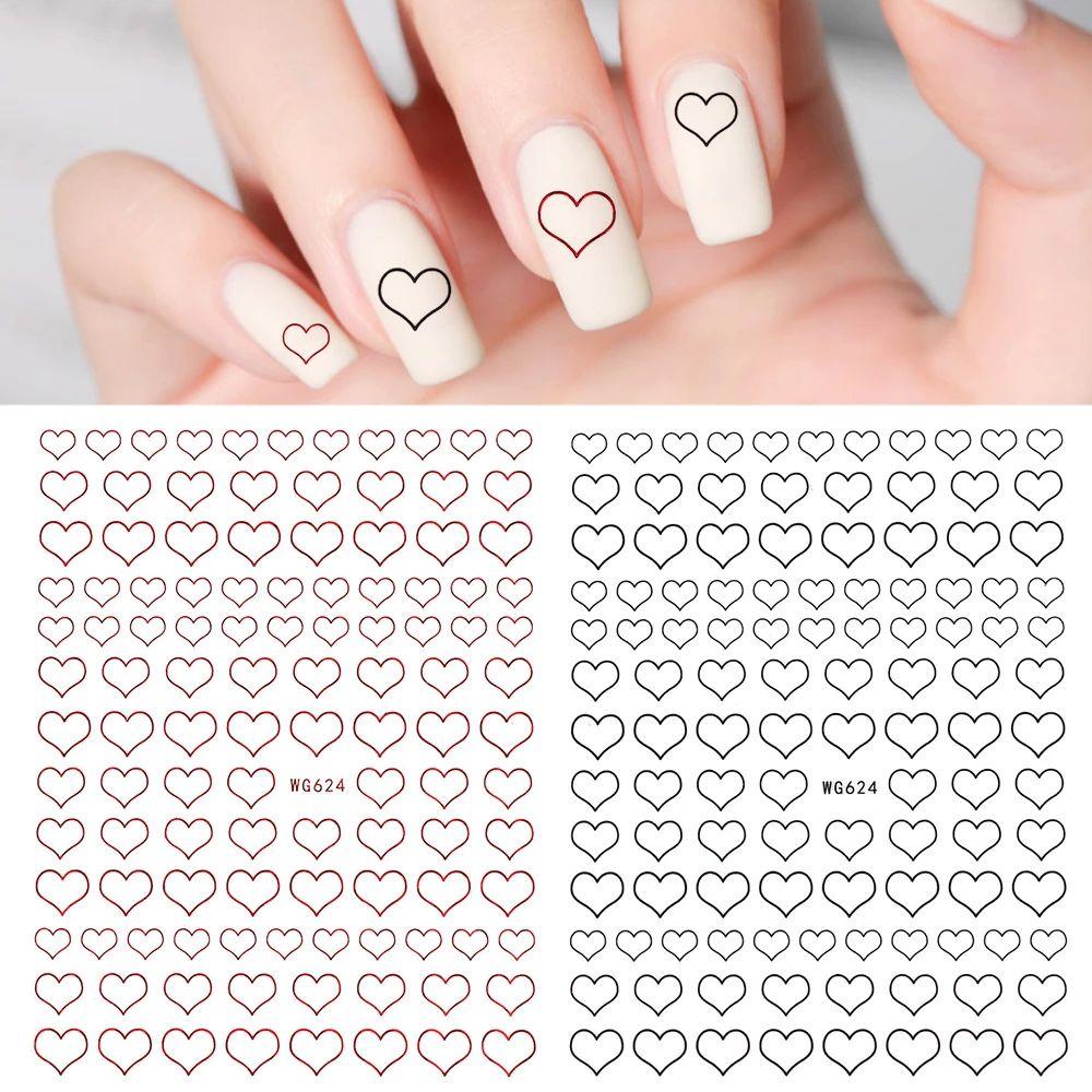 AUGUSTINA Agustina Stiker Nail Art Ultra-Tipis Cinta Hati DIY Desain Kuku Nail Art Dekorasi