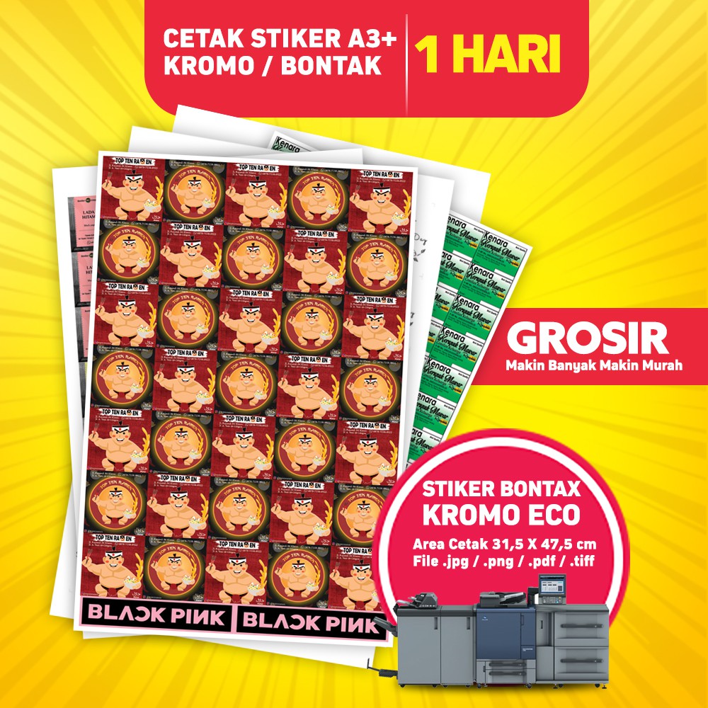 Jual Cetak Stiker A3 / Cetak Stiker A3+ / Cetak Stiker Murah Indonesia ...