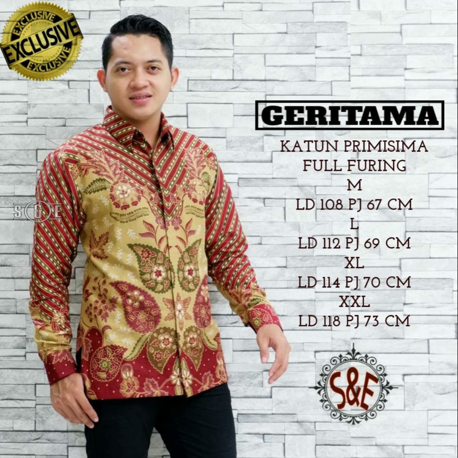 Kemeja Batik Pria Exclusive GERITAMA Baju Batik Lapis Furing Kemeja Batik Pria Terbaru