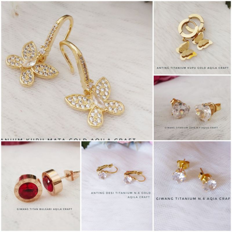 GIWANG DAN ANTING TITANIUM ANTI KARAT PREMIUM/ANTING TUSUK