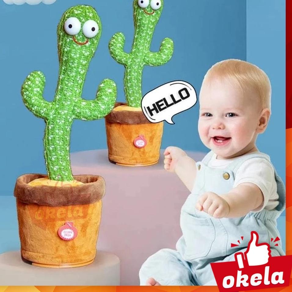 ★ Okela – Boneka Kaktus Bergoyang Berbicara Bersuara Bisa Rekam Suara Cactus Toy With LED And Chargi