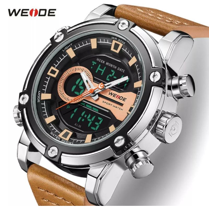 Jam Tangan Weide 2023 Jam Tangan Kulit Tahan Air Chronograph