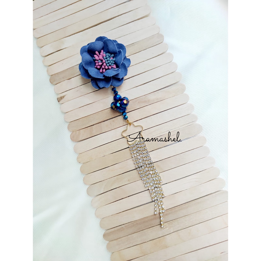 Arafa Store - Bros Bunga Camellia - Bros Dagu Bunga Panjang - Aksesoris Bros Hijab- Bros Hijab Panja