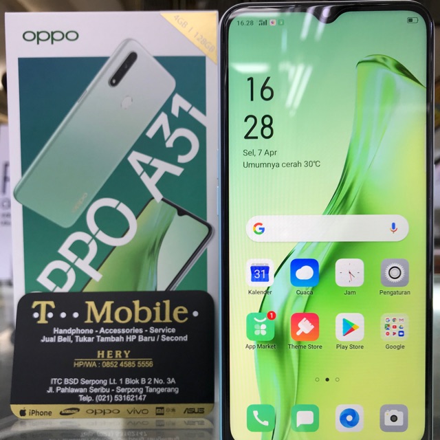 OPPO A31 RAM 4GB 128GB FANTASY WHITE - SECOND RASA BARU - BNOB - FULLSET ORI - GRS OPPO RESMI