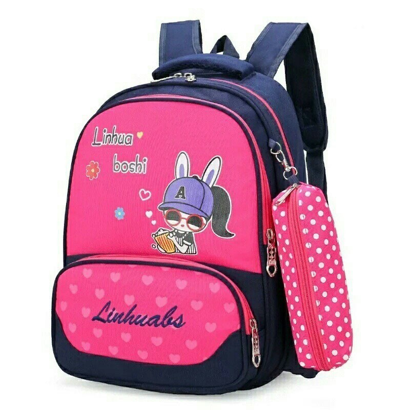 Tas anak linhua boshi free pouch / ransel anak sekolah lucu / tas gendong anaka karakter imut / low