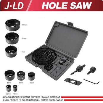 Holesaw Kit 11pcs, 13pcs, dan 16pcs - Holesaw Set - Hole Saw Kayu - Hole Saw Kit JLD