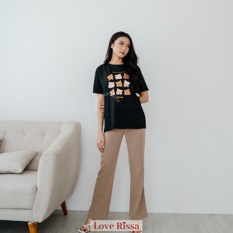 Kaos Tshirt Teddies Oversized Korea Baju Wanita Lengan Pendek Love Rissa