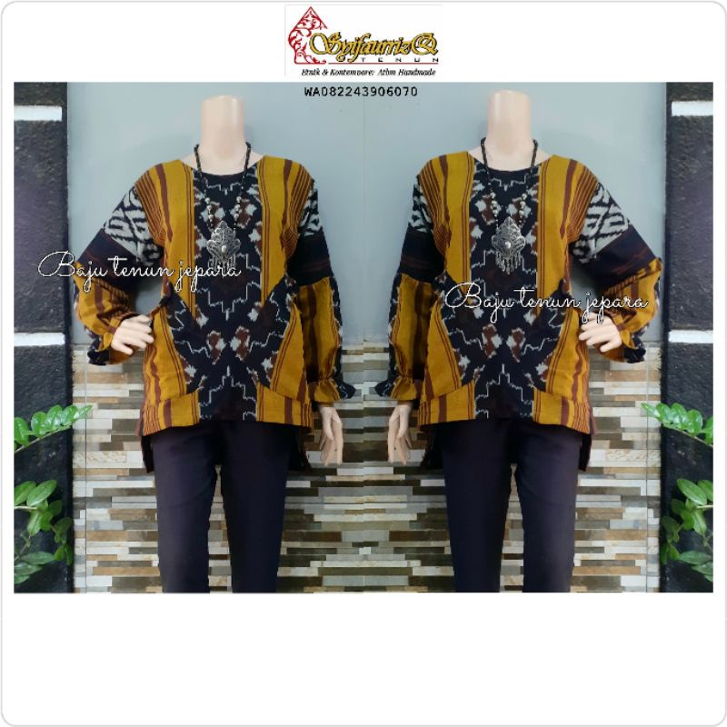 Blouse tenun unik  atasan tenun wanita baju tenun jepara kemeja tenun btb64