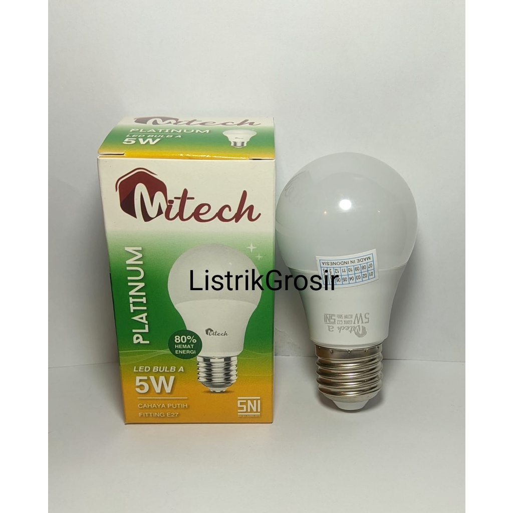 Lampu Led MiTech Platinum A Bulb 5w 5 Watt Bohlam Led Bergaransi 1Thn