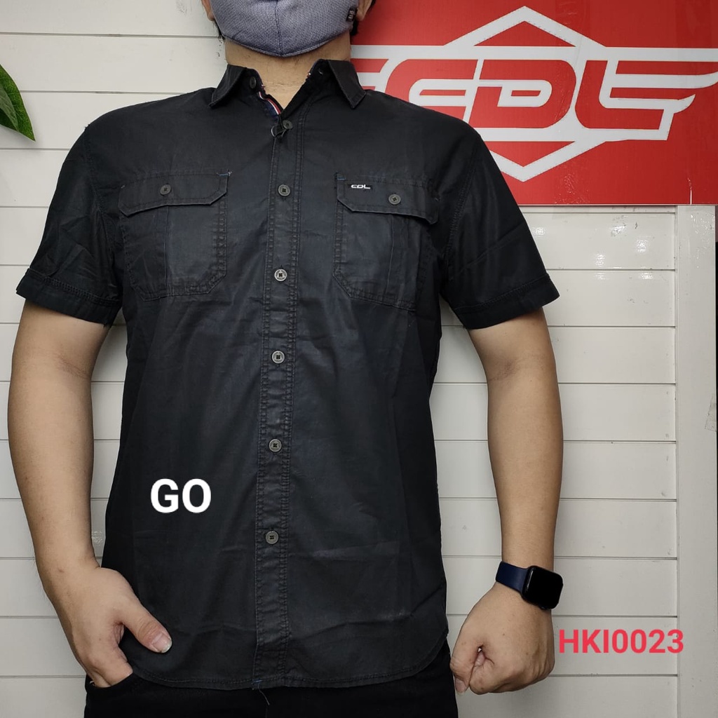 gos CDL By (CARDINAL) Pakaian Pria Kemeja Hem Casual Slimfit Lengan Pendek Motif Distro Original