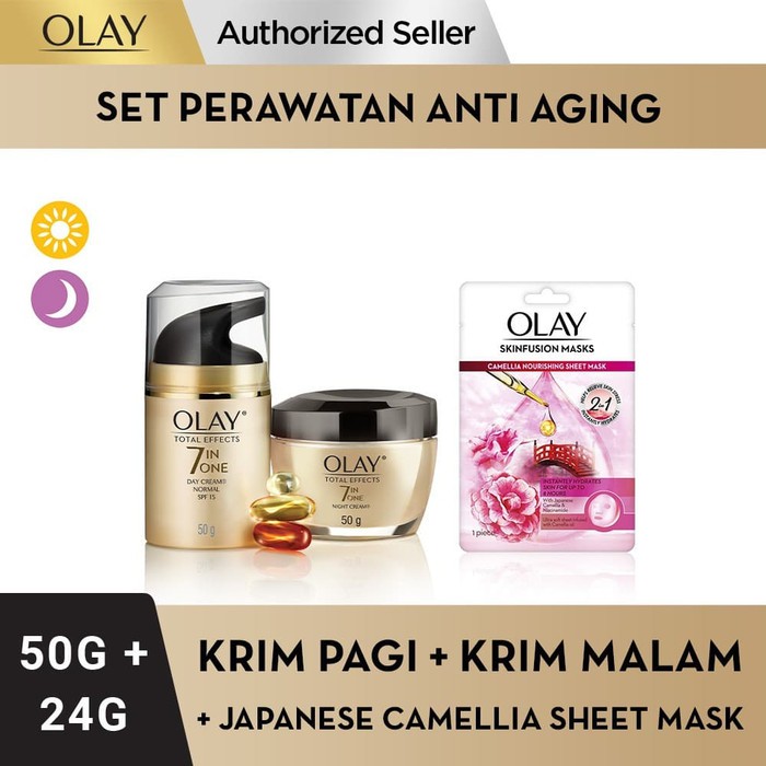 Olay Set Perawatan Anti Aging Gentle dan Olay Masker Camellia