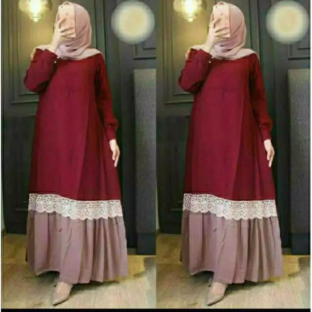 gamis busui maroko/gamis syar,i renda moscrepe premium
