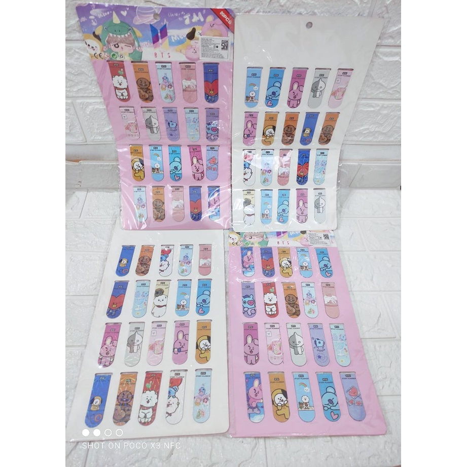 

HOLOGRAM KARAKTER LUCU/MAGNETIC BOOKMARK BT21/PEMBATAS BUKU ISI 20 PCS