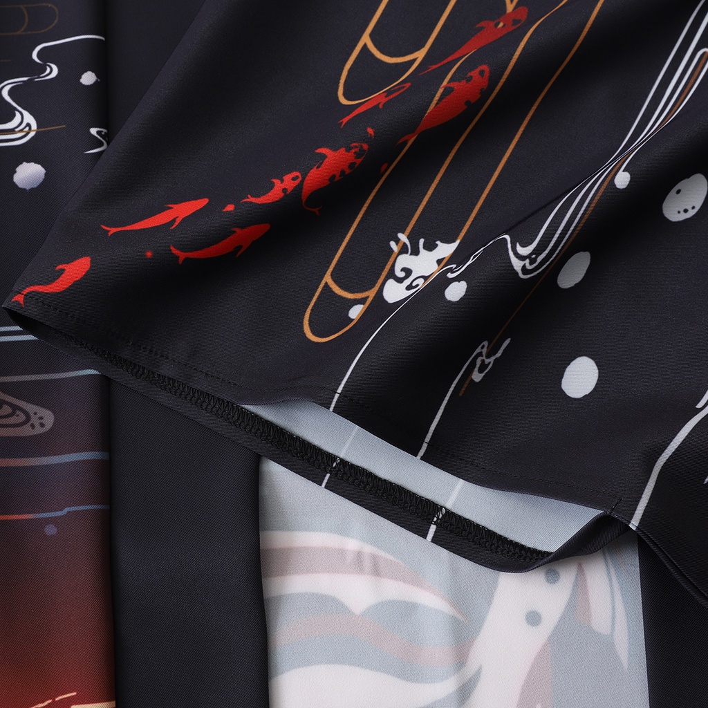 Street Cardigan Kimono Pria / Wanita Motif Kartun Anime Jepang Harajuku Kimono Longgar Warna Hitam