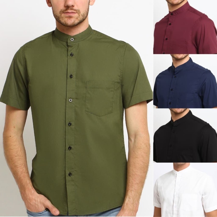 BAJU KOKO DEWASA PUTIH TULANG BIG SIZE KANCING KEMEJA KOKO LENGAN PENDEK STELAN Y9X9 JUMBO IMPORT LE