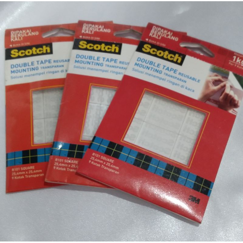 

DOUBLE TAPE TRANSPARAN R 101 SQUARE MERK SCOTCH 3M/DOUBLE TAPE REUSABLE/DOUBLE TAPE UNTUK KACA