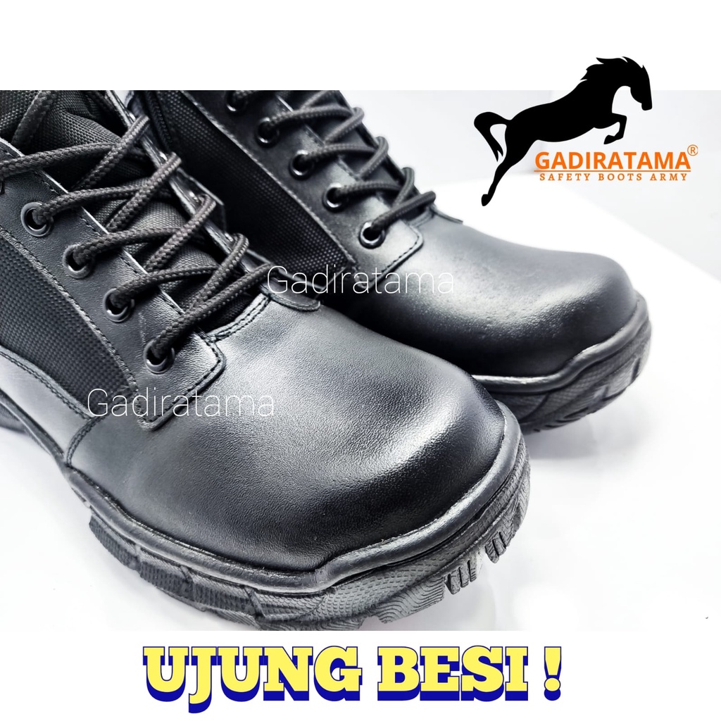 sepatu PDL terbaru TNI POLRI security ujung BESI SEPATU PDL kulit asli  safety GADIRATAMA!