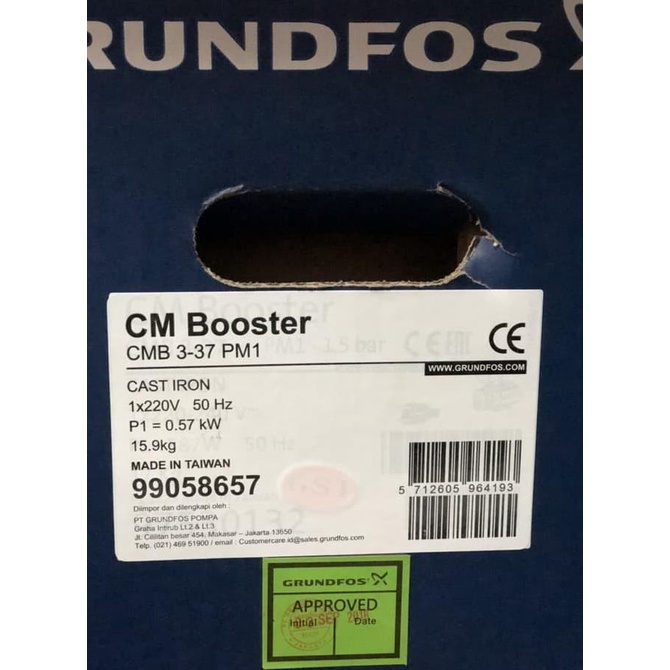 Grundfos Cmb 3-37 Pompa Booster / Pompa Pendorong Cmb Pm 3-37