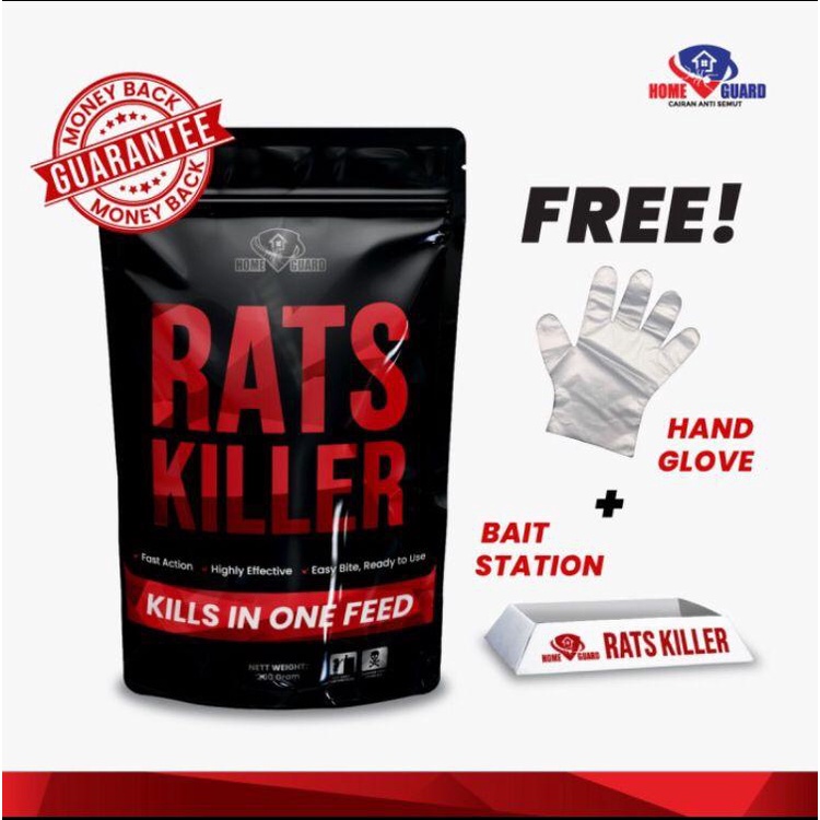 Home Guard Rats Killer 100 gr - 200gr | Racun Tikus Mati Kering Tidak Berbau