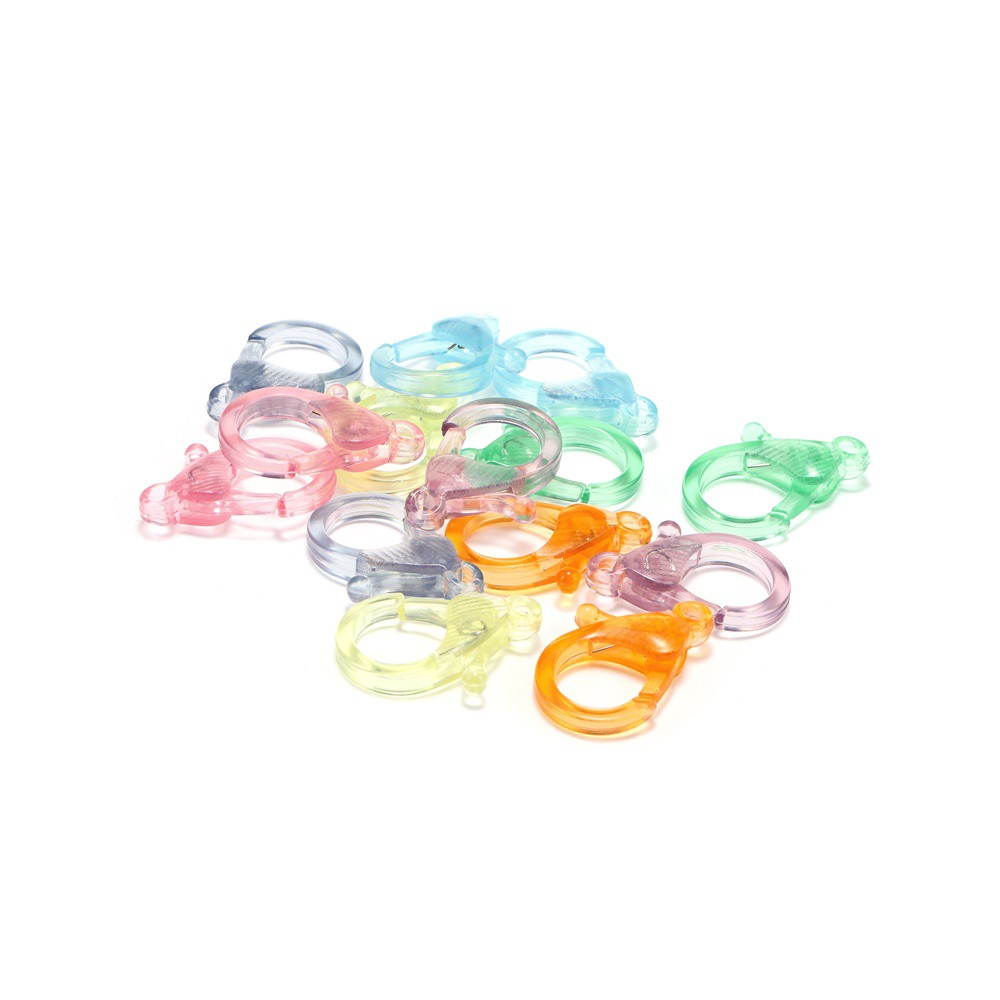 Ready Stock 50Pcs/lot 25mm  Colorful Plastic Key Chain Ring Metal Lobster Clasp Hooks Clips Connectors For DIY Jewelry Making Supplies Accessories