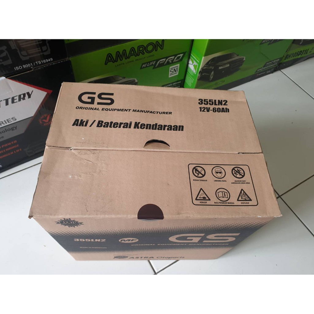 AKI MOBIL GS OEM 355 LN2 UNTUK MOBIL FORTUNER DAN INOVA BENSIN TERBARU